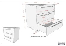 Schubkastenkommode >Sam< in Eiche Melamin Dekor - 67,7x61,5x43 (BxHxT)
