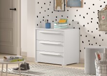 Schubkastenkommode >Sam< in Weiß Melamin Dekor - 67,7x61,5x43 (BxHxT)