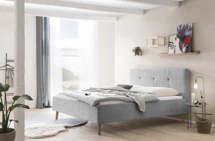 Polsterbett >Smart< Liegefläche 180x200cm, grau, Stellmaß: 189x110x214cm (BxHxT)