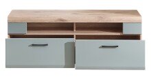 Lowboard >Kathlin< 2 Schübe, schilfgrün / Eiche Dekor - 140x51x47 (BxHxT)