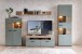 Lowboard >Kathlin< 2 Schübe, schilfgrün / Eiche Dekor - 140x51x47 (BxHxT)