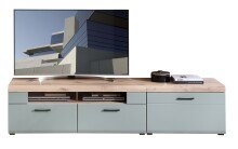 Wohnwand >Kathlin< (4-teilig) schilfgrün / Eiche Dekor - ca. 300x139x37cm (BxHxT)