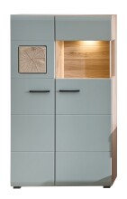 Wohnwand >Kathlin< (4-teilig) in schilfgrün / Eiche Dekor - 325x205x47cm (BxHxT)