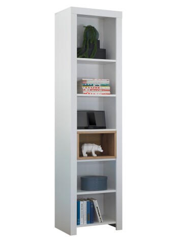 Standregal >Filou< 6 Fächer, Weiß / Artisan Eiche Dekor - 52x200,5x36 (BxHxT)