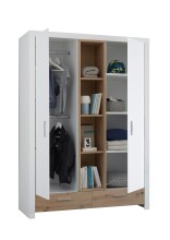 Drehtürenschrank >Filou< 2 Türen, Fächer, Weiß / Artisan Eiche Dekor - 143,2x200,5x55,3 (BxHxT)