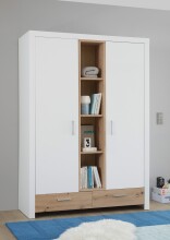 Drehtürenschrank >Filou< 2 Türen, Fächer, Weiß / Artisan Eiche Dekor - 143,2x200,5x55,3 (BxHxT)