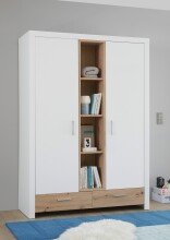 Drehtürenschrank >Filou< 2 Türen, Fächer, Weiß / Artisan Eiche Dekor - 143,2x200,5x55,3 (BxHxT)