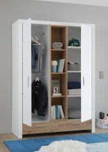 Drehtürenschrank >Filou< 2 Türen, Fächer, Weiß / Artisan Eiche Dekor - 143,2x200,5x55,3 (BxHxT)