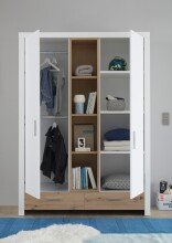 Drehtürenschrank >Filou< 2 Türen, Fächer, Weiß / Artisan Eiche Dekor - 143,2x200,5x55,3 (BxHxT)