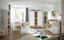 Drehtürenschrank >Filou< 2 Türen, Fächer, Weiß / Artisan Eiche Dekor - 143,2x200,5x55,3 (BxHxT)