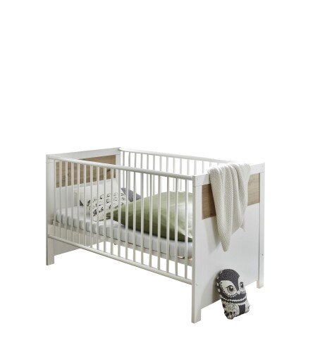 Babybett >Filou< in Weiß / Artisan Eiche Dekor - 76x84x144 (BxHxT)