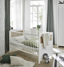 Babybett >Filou< in Weiß / Artisan Eiche Dekor - 76x84x144 (BxHxT)