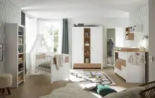 Babybett >Filou< in Weiß / Artisan Eiche Dekor - 76x84x144 (BxHxT)