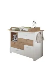 Wickelkommode >Filou< in Weiß / Artisan Eiche...