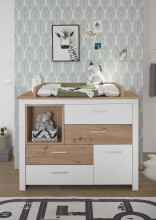 Wickelkommode >Filou< in Weiß / Artisan Eiche Dekor - 120x104x78 (BxHxT)