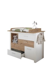Wickelkommode >Filou< in Weiß / Artisan Eiche Dekor - 120x104x78 (BxHxT)