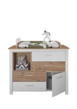 Wickelkommode >Filou< in Weiß / Artisan Eiche Dekor - 120x104x78 (BxHxT)
