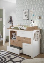 Wickelkommode >Filou< in Weiß / Artisan Eiche Dekor - 120x104x78 (BxHxT)