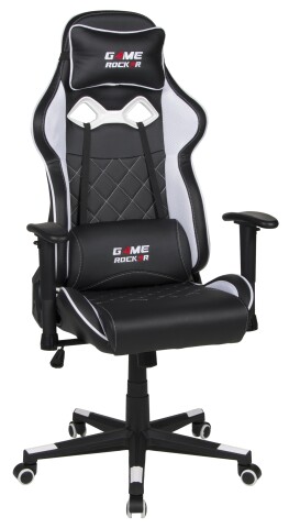 Gaming-Stuhl >Game-Rocker< Racer-Design, schwarz / weiß - 66x128x66cm (BxHxT)