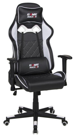 Gaming-Stuhl >Game-Rocker< Racer-Design, schwarz / weiß - 66x128x66cm (BxHxT)