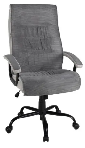 Chefsessel >Darius< ergonomisch, Kordstoffbezug Dunkelgrau / Hellgrau - 75x113x75 (BxHxT)