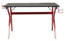 Schreibtisch >Game-Rocker< Halterungen, Carbon optik schwarz / rot - 60x75x120cm (BxHxT)