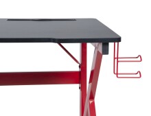Schreibtisch >Game-Rocker< Halterungen, Carbon optik schwarz / rot - 60x75x120cm (BxHxT)