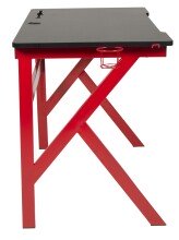 Schreibtisch >Game-Rocker< Halterungen, Carbon optik schwarz / rot - 60x75x120cm (BxHxT)