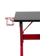 Schreibtisch >Game-Rocker< Halterungen, Carbon optik schwarz / rot - 60x75x120cm (BxHxT)