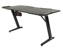 Schreibtisch >Game-Rocker< RGB LED Beleuchtung, Carbon-Optik, schwarz - 76x77x152cm (BxHxT)