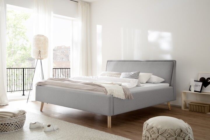 Polsterbett >Frieda< Liegefläche 160x200cm, hellgrau, Stellmaß: 176x105x224cm (BxHxT)