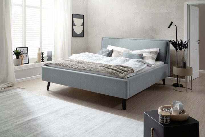 Polsterbett >Frieda< Liegefläche 160x200cm, eisblau, Stellmaß: 176x105x224cm (BxHxT)