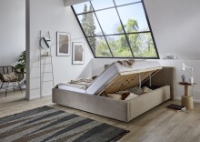 Polsterbett >Cube mit BK< Liegefläche 160x200cm, taupe, Stellmaß: 200x82x227cm (BxHxT)