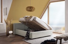 Polsterbett >Cube mit BK< Liegefläche 140x200cm, beige, Stellmaß: 180x82x227cm (BxHxT)