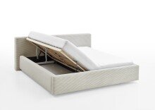 Polsterbett >Cube mit BK< Liegefläche 180x200cm, beige, Stellmaß: 220x82x227cm (BxHxT)