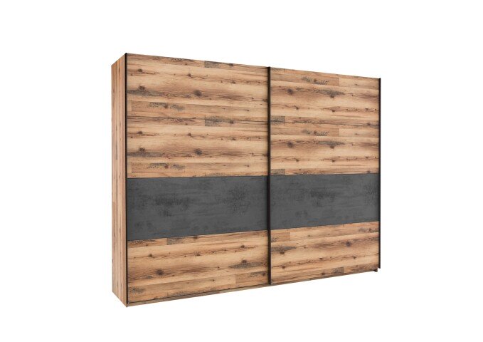Schwebetürenschrank >ALICANTE< 3 Böden, 3 Stangen, Alpine Lodge / Betonoxid - 270x210x60 (BxHxT)