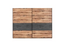 Schwebetürenschrank >ALICANTE< 3 Böden, 3 Stangen, Alpine Lodge / Betonoxid - 270x210x60 (BxHxT)