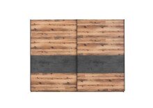 Schwebetürenschrank >ALICANTE< 3 Böden, 3 Stangen, Alpine Lodge / Betonoxid - 270x210x60 (BxHxT)