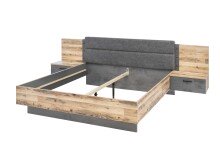 Bettanlage >ALICANTE< 2 Nachtkonsolen, Alpine Lodge / Betonoxid - 305,6x99,5x213,4 (BxHxT)