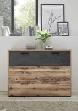 Schubkastenkommode >ALICANTE< 3 Schubladen, Alpine Lodge / Betonoxid - 120x89,4x38 (BxHxT)