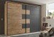 Schwebetürenschrank >LINEA< inkl. Passepartout, Bartex Eiche Dekor / Graphit - 280x215x60 (BxHxT)