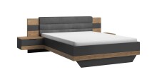 Bettanlage >LINEA< in Bartex Eiche / Graphit - 296x97x210cm (BxHxT)