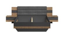 Bettanlage >LINEA< in Bartex Eiche / Graphit - 296x97x210cm (BxHxT)