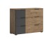 Schubkastenkommode >LINEA< 3 Schubladen, Bartex Eiche / Graphit - 120x89x40cm (BxHxT)