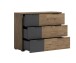 Schubkastenkommode >LINEA< 3 Schubladen, Bartex Eiche / Graphit - 120x89x40cm (BxHxT)