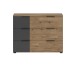 Schubkastenkommode >LINEA< 3 Schubladen, Bartex Eiche / Graphit - 120x89x40cm (BxHxT)