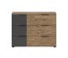 Schubkastenkommode >LINEA< 3 Schubladen, Bartex Eiche / Graphit - 120x89x40cm (BxHxT)