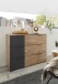Schubkastenkommode >LINEA< 3 Schubladen, Bartex Eiche / Graphit - 120x89x40cm (BxHxT)