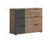 Schubkastenkommode >LINEA< 3 Schubladen, Bartex Eiche / Graphit - 120x89x40cm (BxHxT)