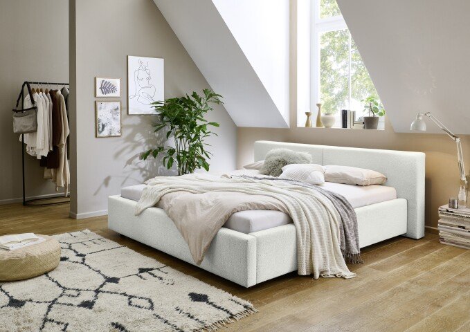 Polsterbett >Cube mit BK< Liegefläche 180x200cm, weiß, Stellmaß: 220x82x227cm (BxHxT)